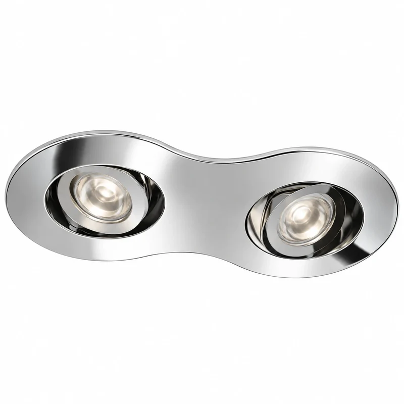 Doppel-Einbaurahmen für 2 LED Module, Chrom, organische Form, schwenkbar – Sylvania/Lumiance Motto LED Organic 3036122