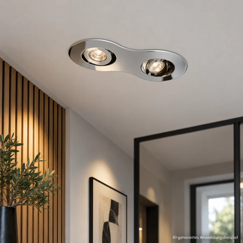 Doppel-Einbaurahmen für 2 LED Module, Chrom, organische Form, schwenkbar – Sylvania/Lumiance Motto LED Organic 3036122