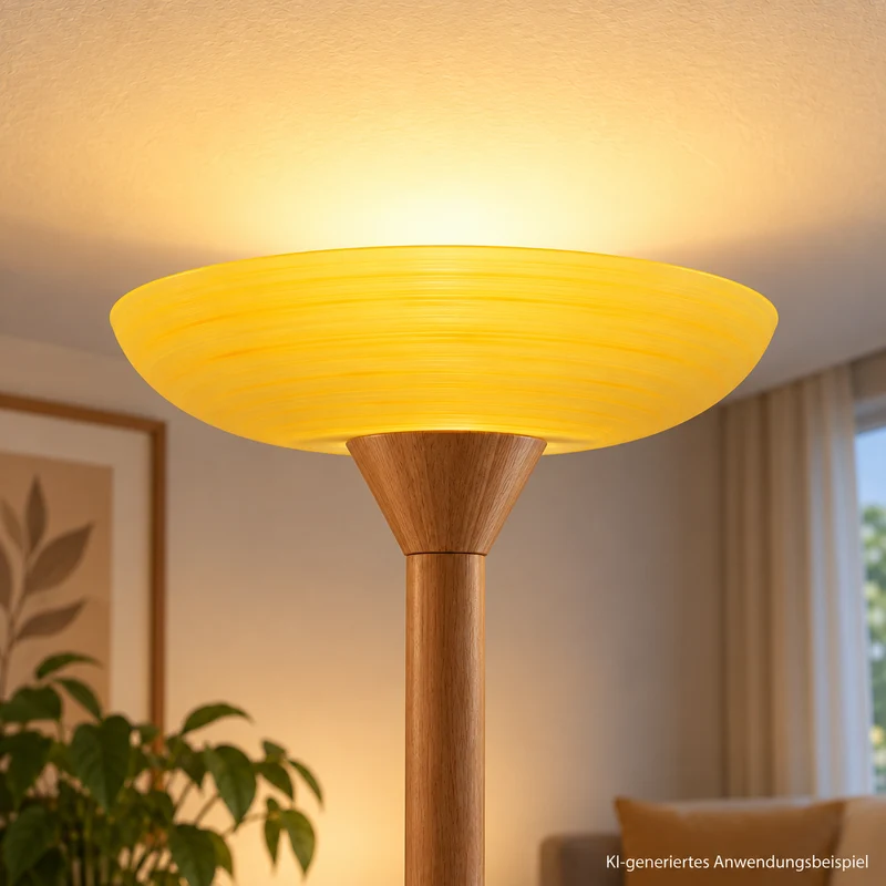 Lampenglas Ersatz Ø 32 cm Gelb – Ringform mit großer Öffnung Ø 19,5 cm für Deckenfluter & Stehlampe