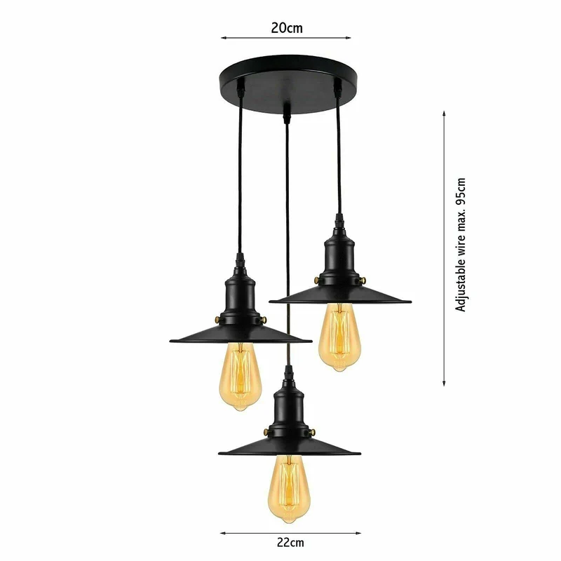 Pendelleuchte Industrial Schwarz – Rustikale Vintage Hängelampe | Ø 22cm~4135