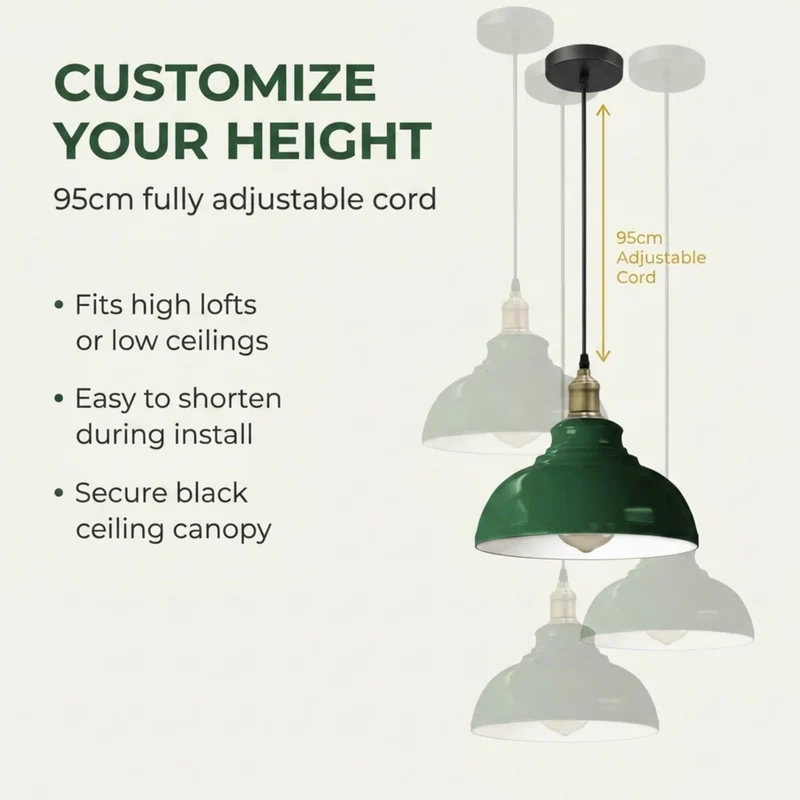 LEDSone Vintage Pendelleuchte Ø 29cm | Industrielle Hängelampe Küche E27~4130