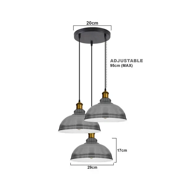 3-flammige Cluster Pendelleuchte – Vintage Hängelampe Esstisch | Ø29cm | E27 ~4138