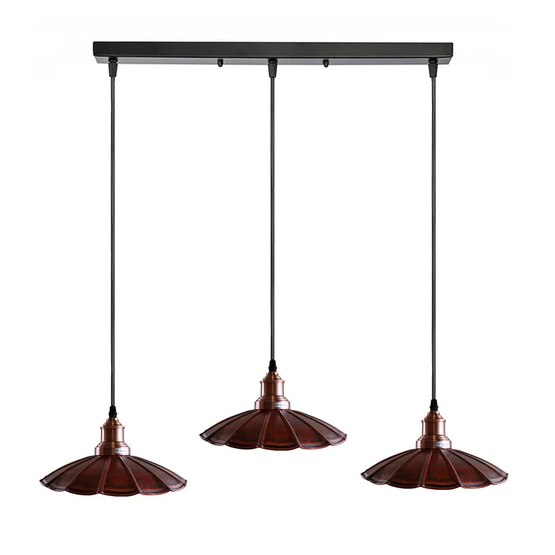 3-flammige Pendelleuchte Vintage Rustikal – Höhenverstellbare Hängelampe~4174