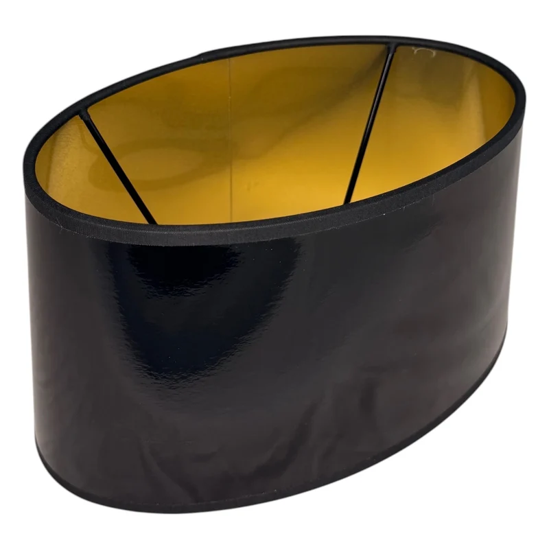 Lampenschirm Schwarz gold Lack Oval - E27 25 cm | Light & Living