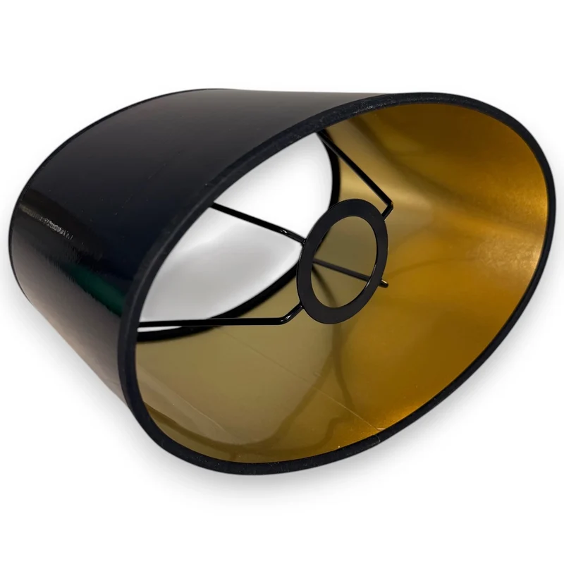 Lampenschirm Schwarz gold Lack Oval - E27 25 cm | Light & Living