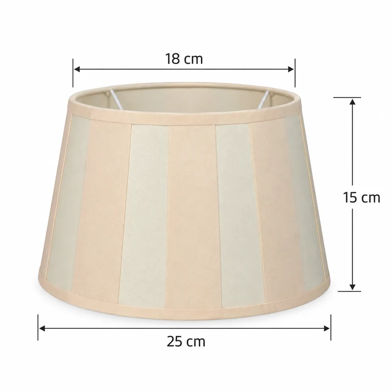 Lampenschirm Beige/Creme gestreift - konisch, Chintz, 25 cm, E27