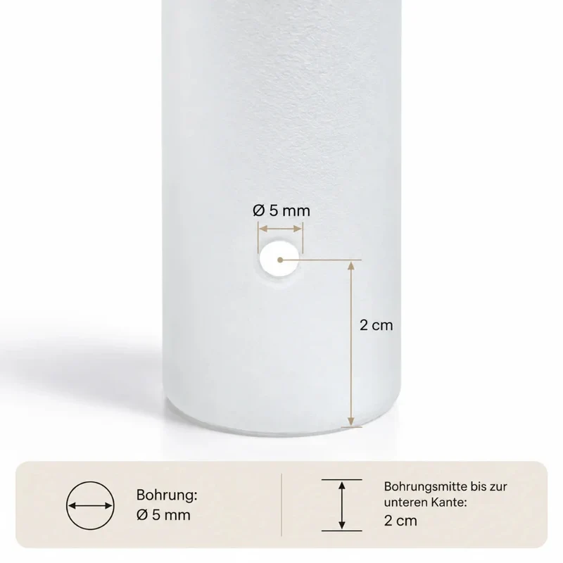 Lampenglas weiß matt, schräg für G4, GY6,35, G9 – 8,2 cm mit 5mm-Bohrung