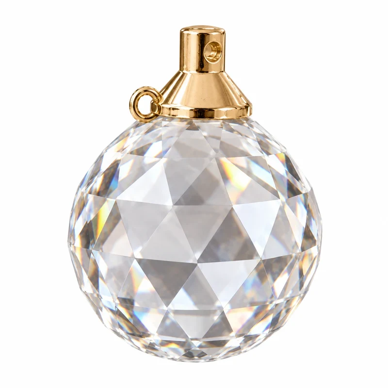 Kristallkugel 30 mm mit goldener Halterung – Kristallanhänger & Lüsterbehang für Kronleuchter