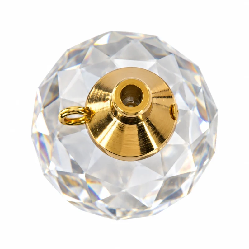 Kristallkugel 30 mm mit goldener Halterung – Kristallanhänger & Lüsterbehang für Kronleuchter