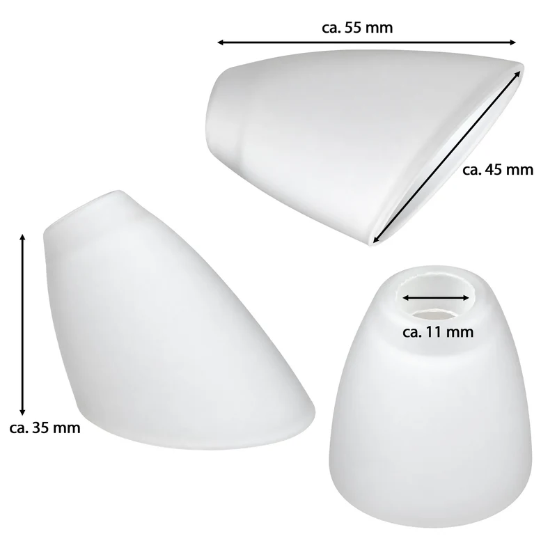 Lampenglas G4 – weißes Tulpenglas abgeschrägt als Ersatzglas 11mm Loch