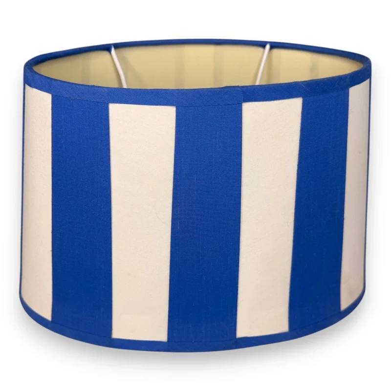 Lampenschirm Blau gestreift – E27 Chintz Stoff oval 25 cm