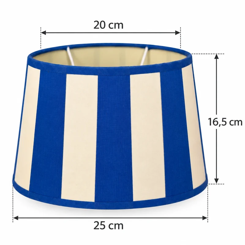 Lampenschirm Blau gestreift – E27 Chintz Stoff oval 25 cm