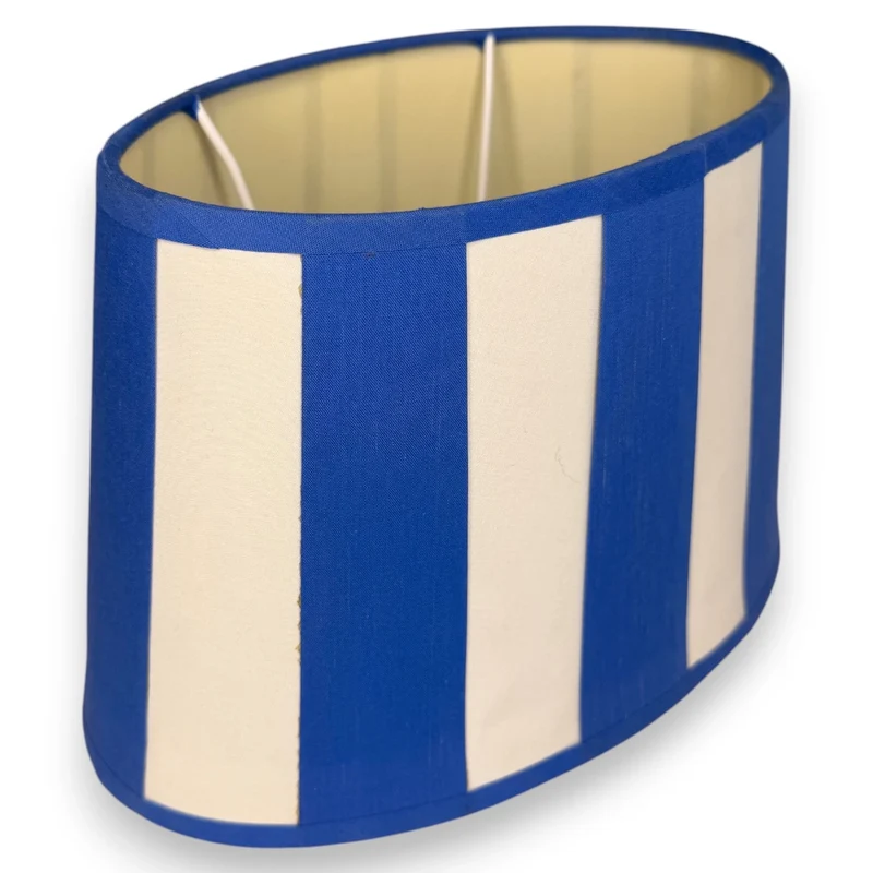 Lampenschirm Blau gestreift – E27 Chintz Stoff oval 25 cm