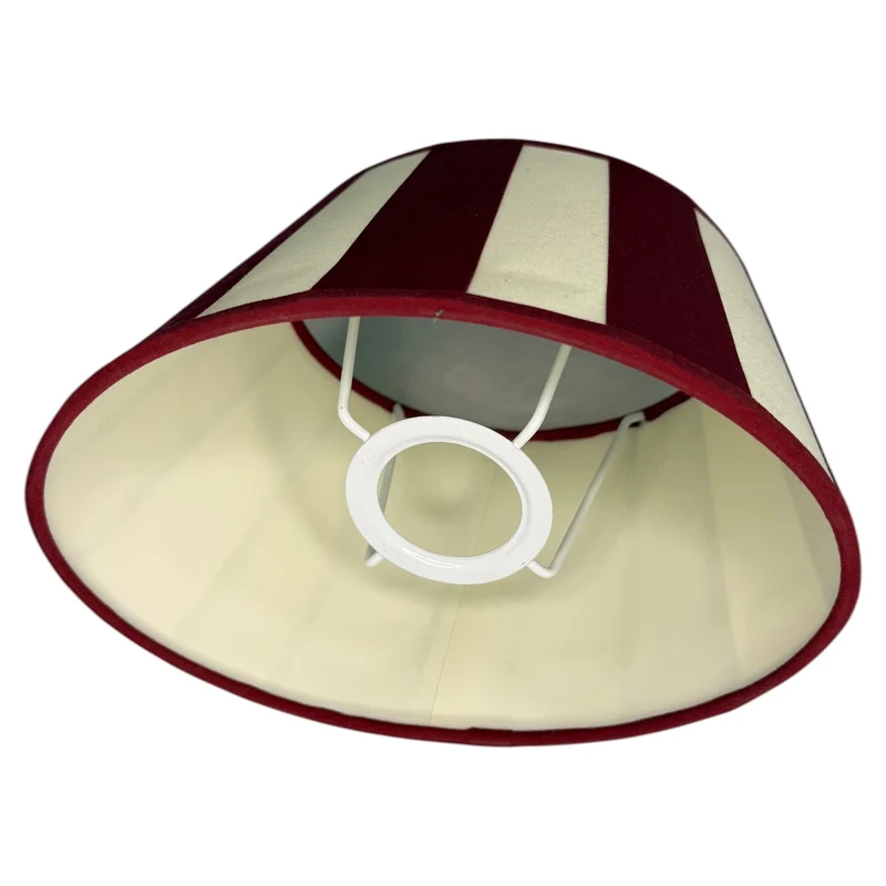 Lampenschirm Bordeauxrot gestreift – E27 Chintz Stoff oval 22 cm