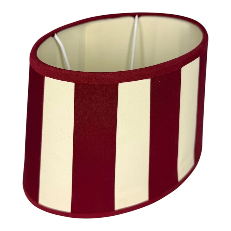 Lampenschirm Bordeauxrot gestreift – E27 Chintz Stoff oval 22 cm