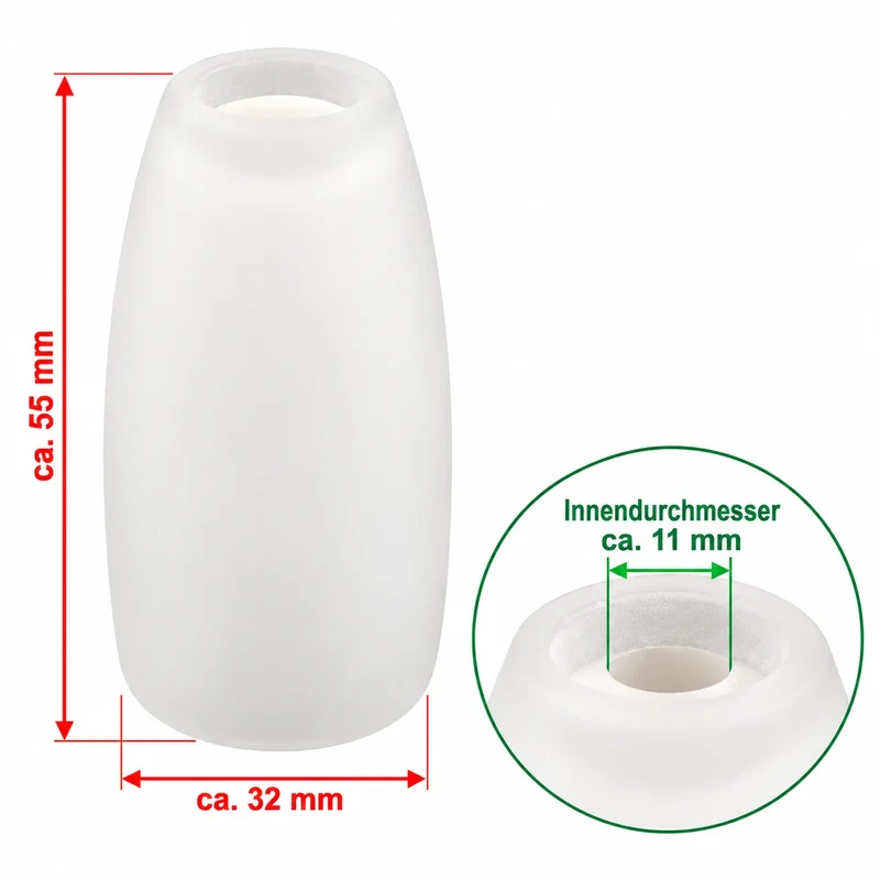 Lampenglas G4 11mm Loch Weiß Ersatzglas Mini Glasschirm 55x32mm Tulpenform