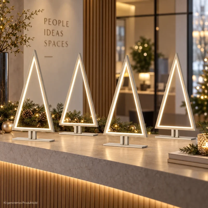 Sompex Pine Wood 4er-Set LED-Tannenbäume Weiß, je 38 cm