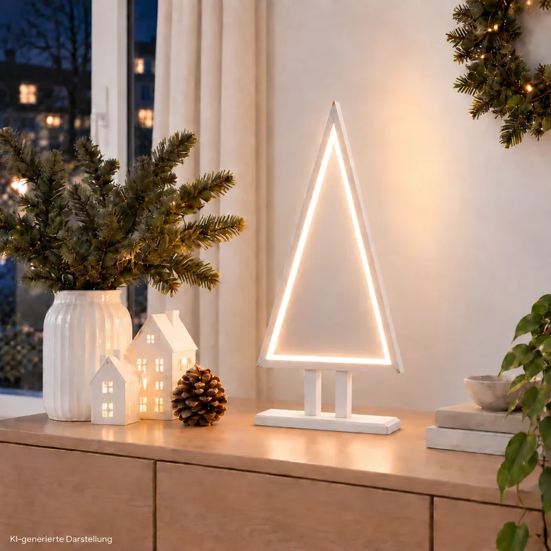 Sompex Pine Wood 4er-Set LED-Tannenbäume Weiß, je 65 cm