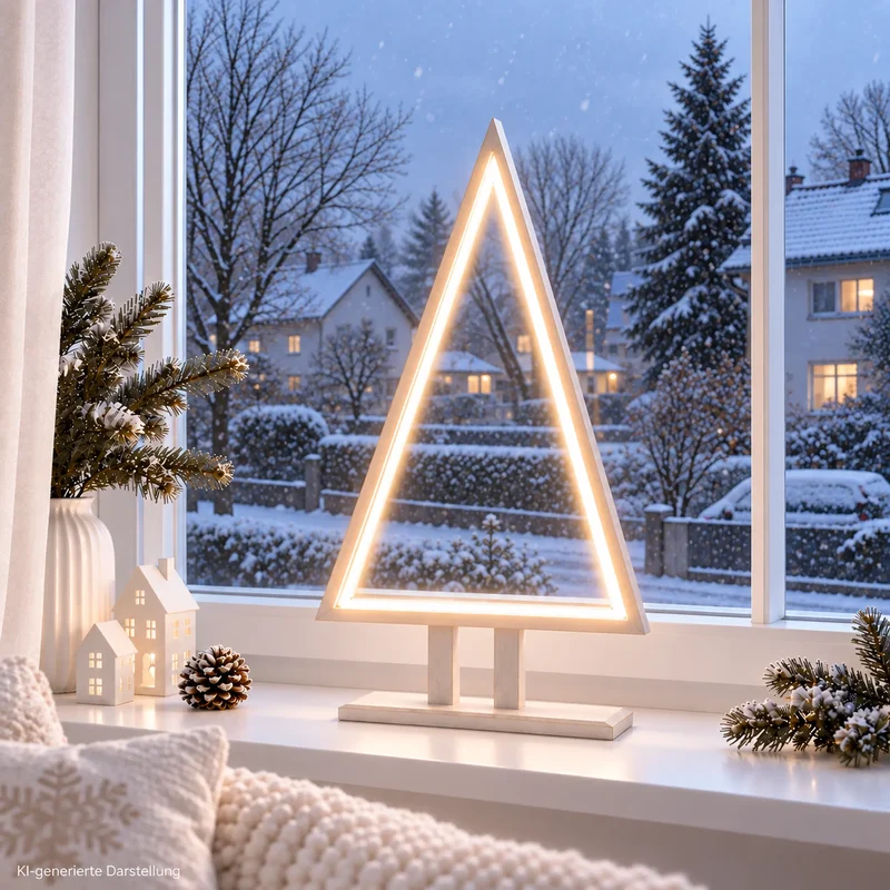 Sompex Pine Wood 4er-Set LED-Tannenbäume Weiß, je 65 cm