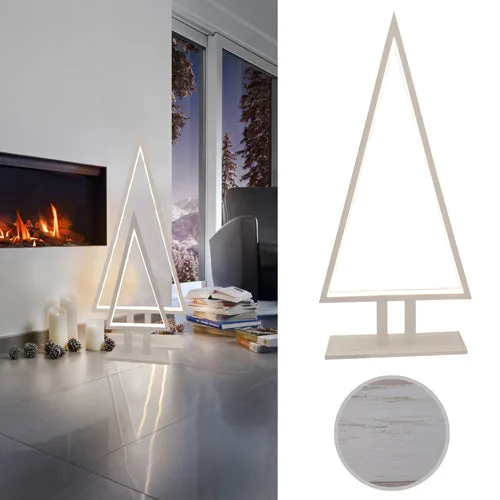 Sompex Pine Wood 4er-Set LED-Tannenbäume Weiß, je 65 cm
