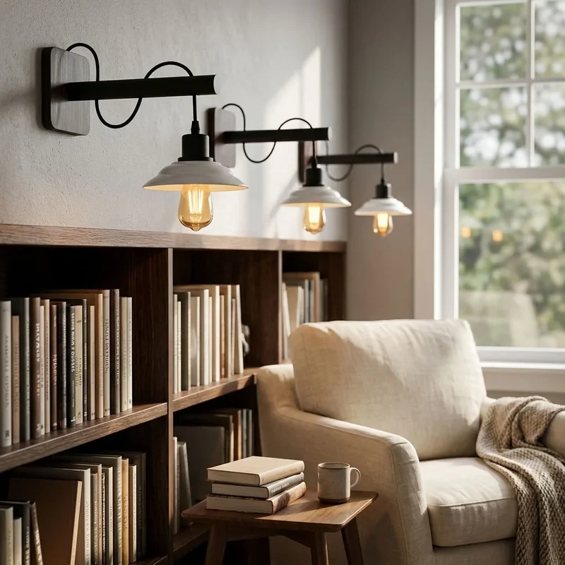 Moderne Wandleuchte Schwarz Weiß | E27 Industrial Flur Wandlampe als Set~4118