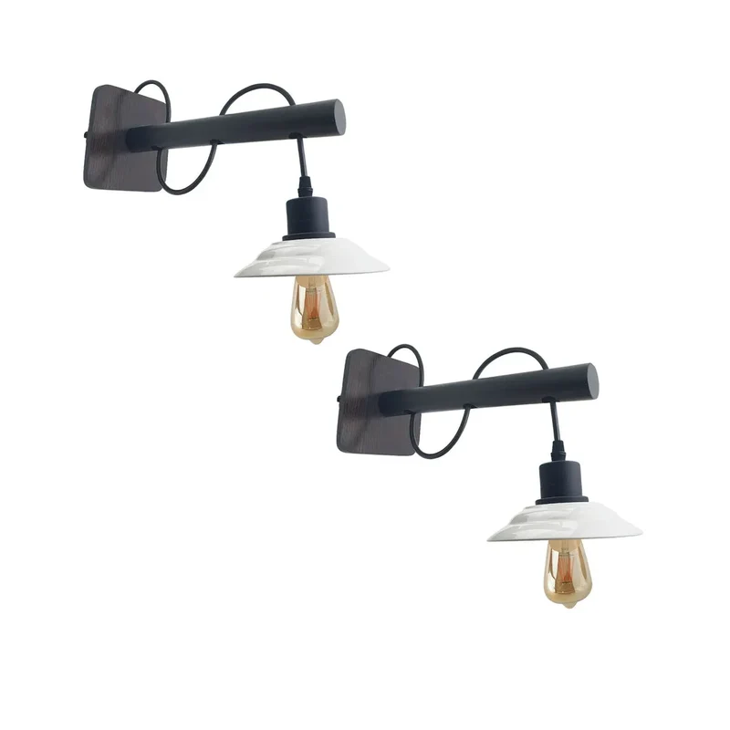 Moderne Wandleuchte Schwarz Weiß | E27 Industrial Flur Wandlampe als Set~4118