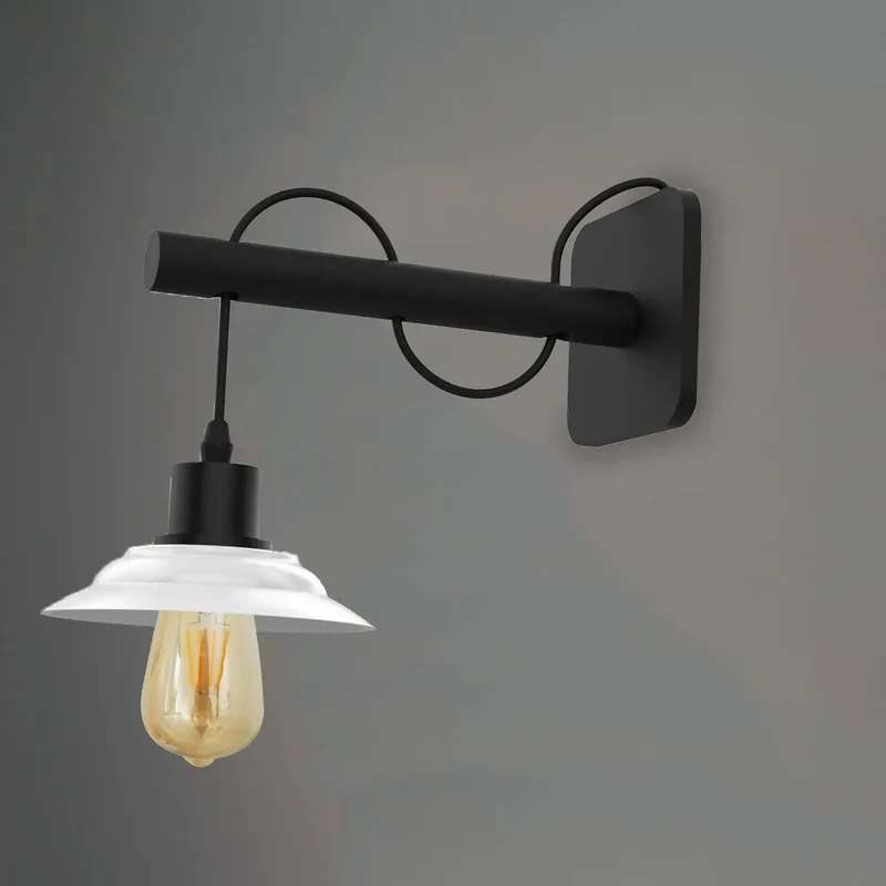 Moderne Wandleuchte Schwarz Weiß | E27 Industrial Flur Wandlampe als Set~4118