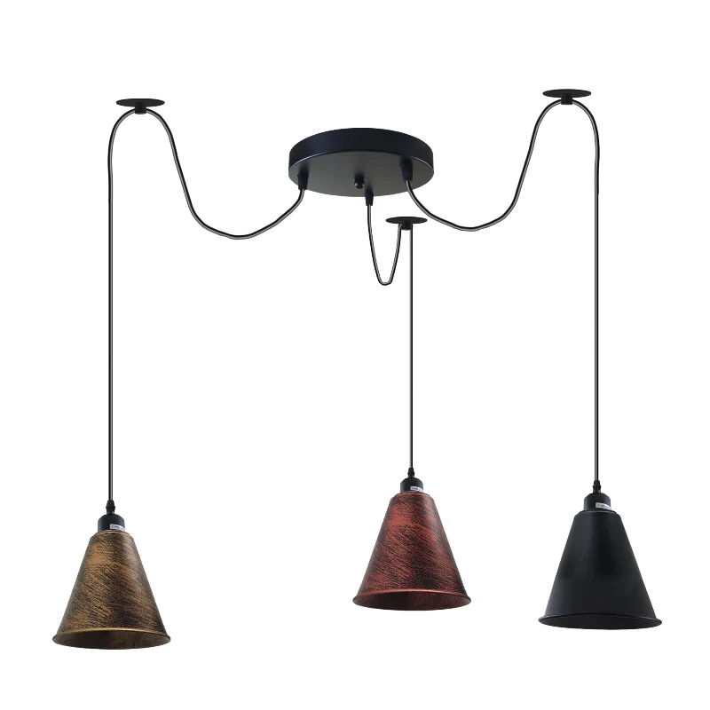 3-flammige Pendelleuchte Industrial Vintage E27 Schwarz ~4055