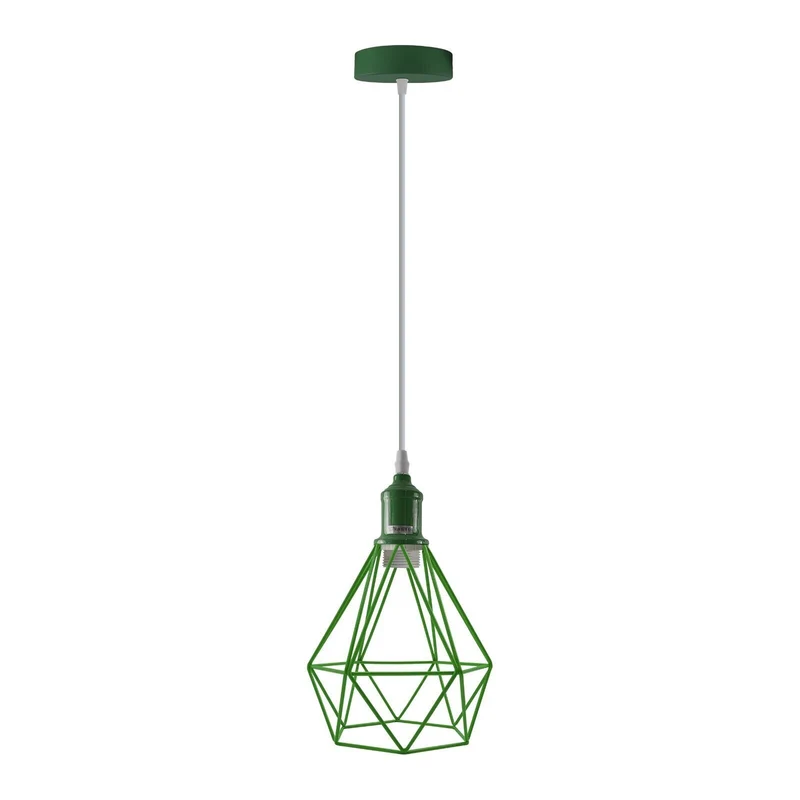 Geometrische Pendelleuchte - Industrial Diamant Drahtkäfig-Hängelampe E27~4107
