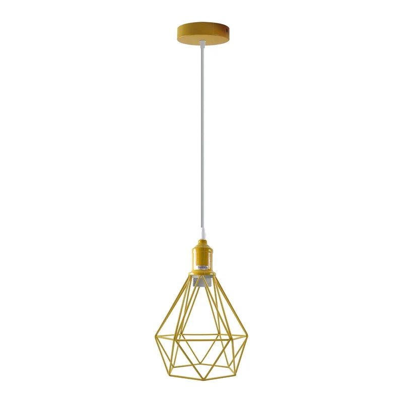 Geometrische Pendelleuchte - Industrial Diamant Drahtkäfig-Hängelampe E27~4107