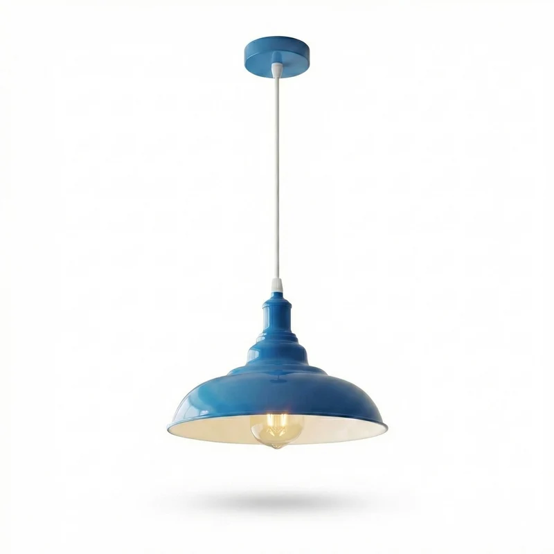 Industrial Farbige Pendelleuchte einzeln | E27 Metall Esstisch Hängelampe Ø 32 cm~4113