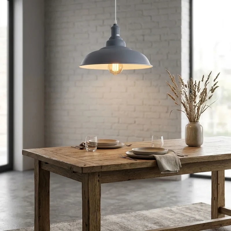 Industrial Farbige Pendelleuchte einzeln | E27 Metall Esstisch Hängelampe Ø 32 cm~4113