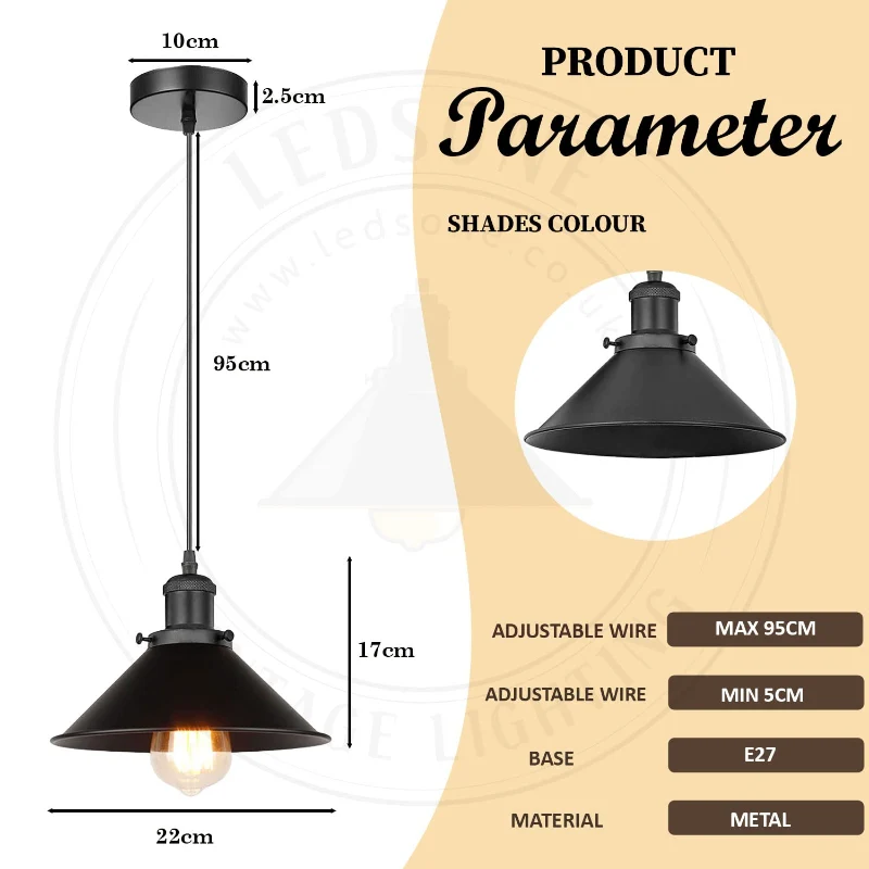 Industrie Pendelleuchte Schwarz Vintage E27 Lampe ~4045