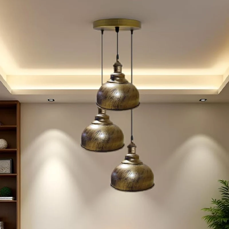 3-flammige Vintage Pendelleuchte im Industrial-Design~4173