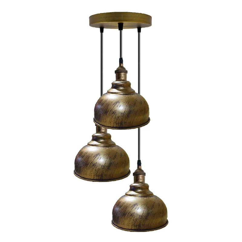 3-flammige Vintage Pendelleuchte im Industrial-Design~4173