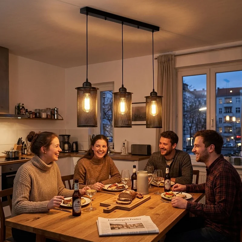 3 flammige Industrial Pendelleuchte Metall Drahtkäfig verstellbar Hängelampe~4083