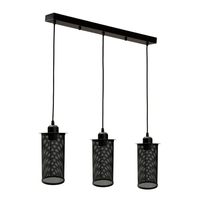 3 flammige Industrial Pendelleuchte Metall Drahtkäfig verstellbar Hängelampe~4083
