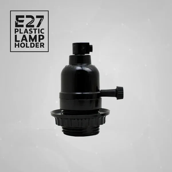 E27 Lampenfassung Set mit Schalter | Universal Ersatz Lampensockel Schwarz ~4172