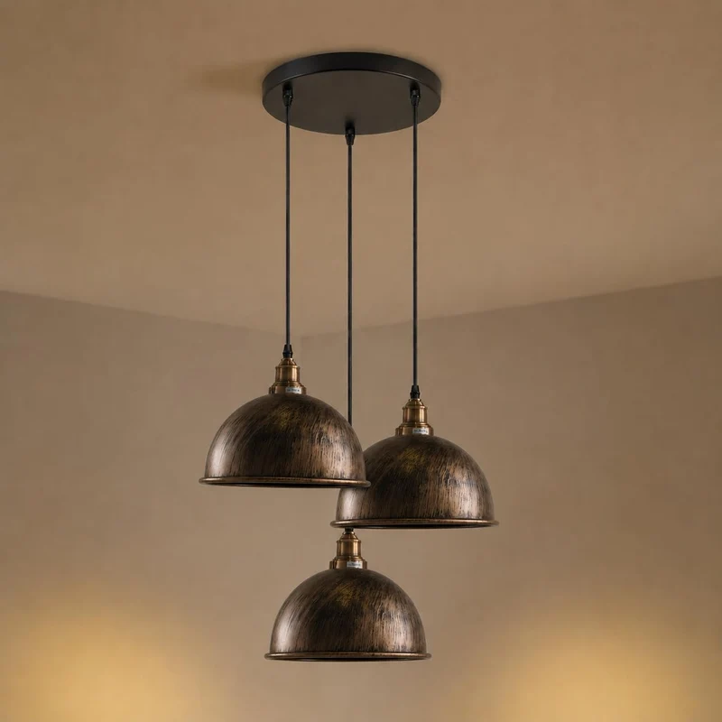 3-flammige Industrial Pendelleuchte Vintage – Höhenverstellbare Hängelampe~4180