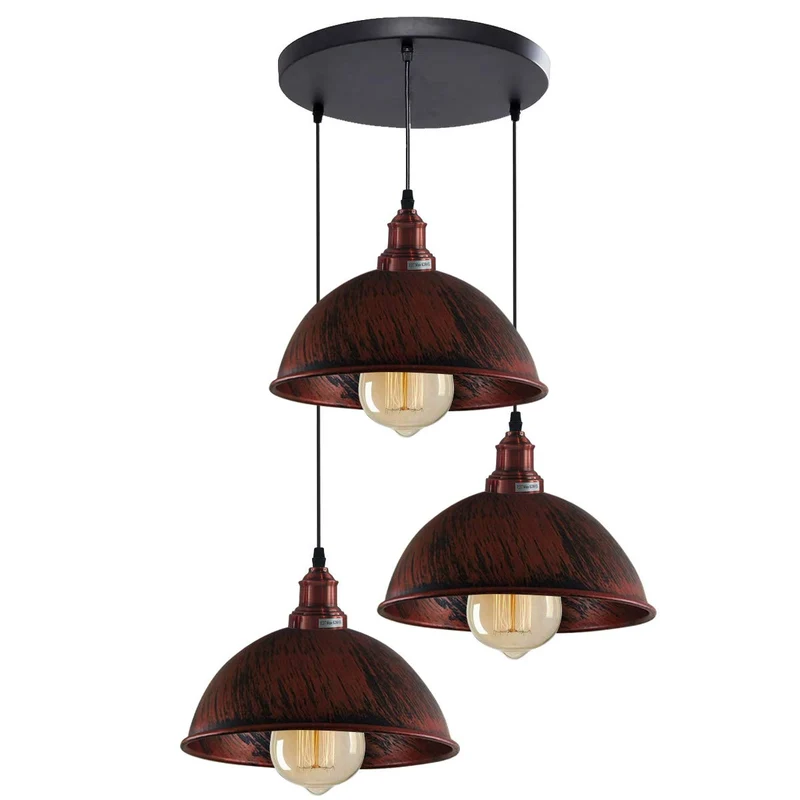 3-flammige Industrial Pendelleuchte Vintage – Höhenverstellbare Hängelampe~4180