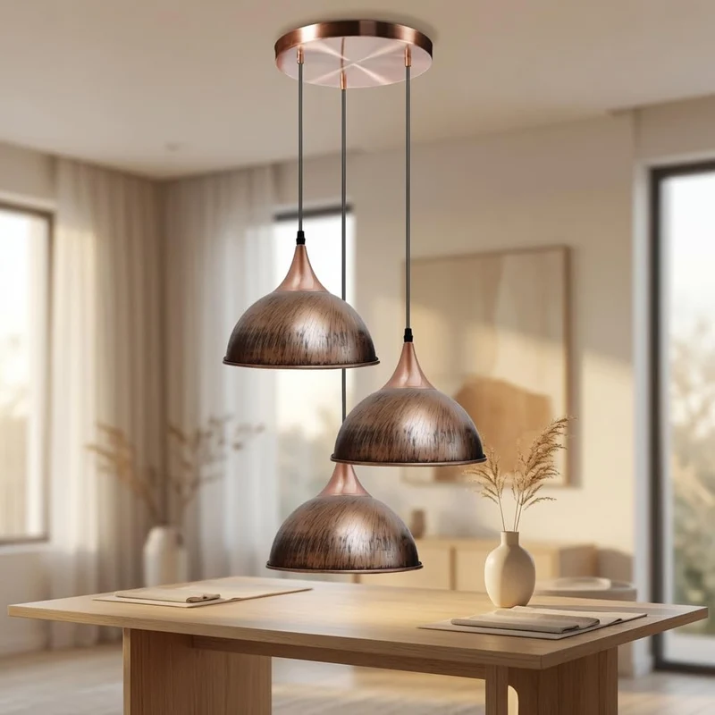 3er Cluster Pendelleuchte Höhenverstellbar | Industrie Esstisch Lampe Ø21cm ~4179