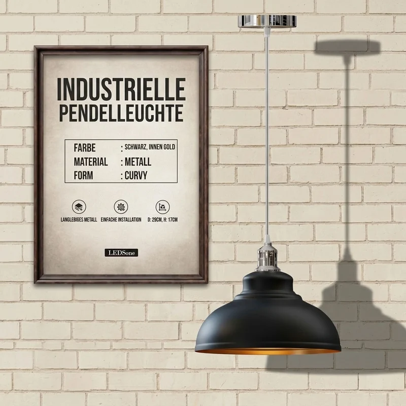 Vintage Bistro Hängelampe – Industrie Gutsherrenleuchte Esstisch | Ø 29cm | E27 ~4176