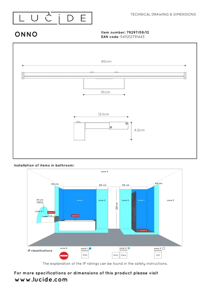 LED-Spiegelleuchte Onno IP44 40cm Chrom