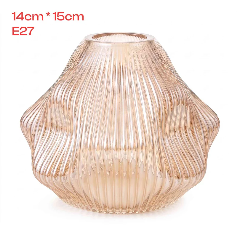Pendelleuchten-Lampenschirm aus bernsteinfarbenem, gewelltem Glas, E27-Fassung~4017