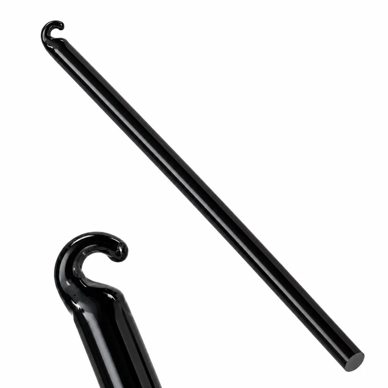 Glasstab mit Haken 26 cm schwarz – Lampenbehang aus Glas für Kronleuchter & Lüster | Ø 10 mm