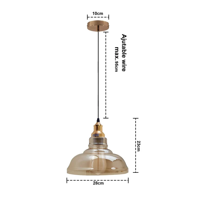 Retro Bistrolampe Glas – Gutsherrenleuchte Vintage Hängelampe Tresen | Ø28cm | E27 ~4105