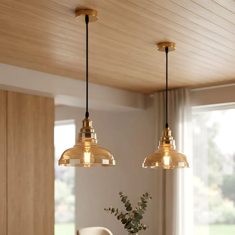Retro Bistrolampe Glas – Gutsherrenleuchte Vintage Hängelampe Tresen | Ø28cm | E27 ~4105