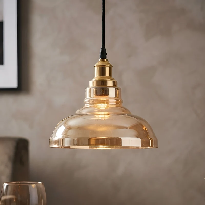 Retro Bistrolampe Glas – Gutsherrenleuchte Vintage Hängelampe Tresen | Ø28cm | E27 ~4105