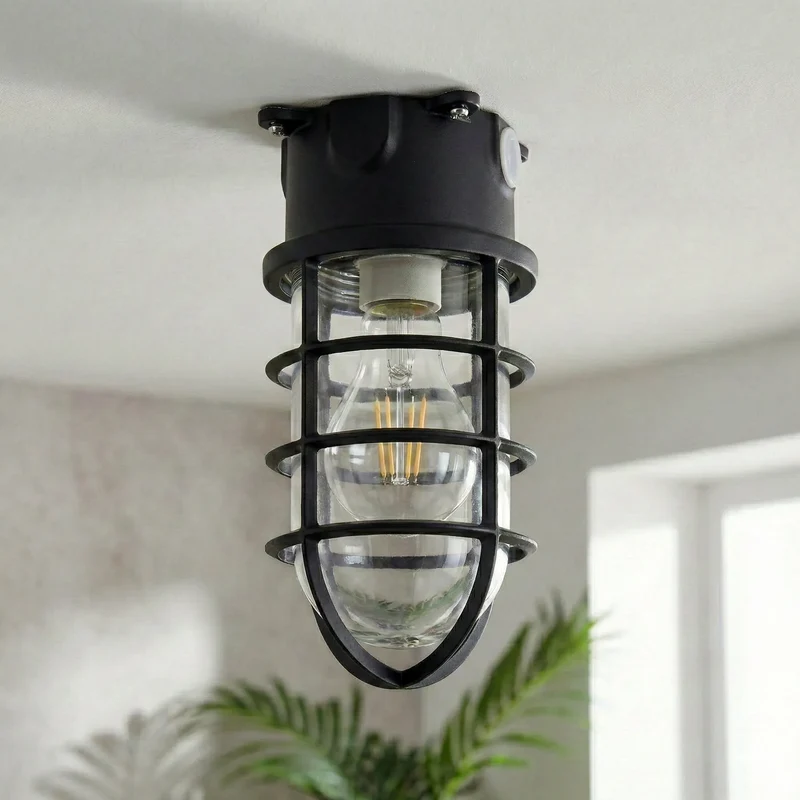 Maritim Schott Unterputz Deckenleuchte Drahtkäfig | E27 Bunker Lampe ~4084