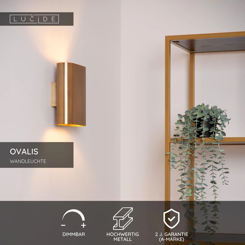 Wandleuchte Ovalis 2-flammig mit Licht nach oben und unten